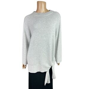 Chico's Gray Knit Pullover Sweater Size 3 or XL Tie at Hem 3/4 Sleeve